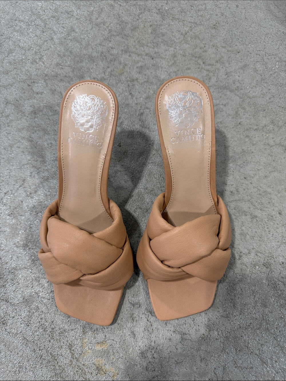 Vince Camuto Braided Tan Leather Slide Mules